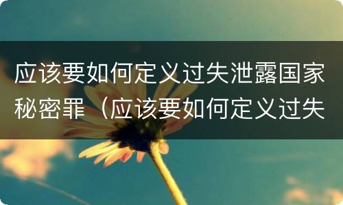 应该要如何定义过失泄露国家秘密罪（应该要如何定义过失泄露国家秘密罪行）