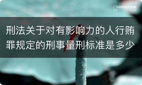 刑法关于对有影响力的人行贿罪规定的刑事量刑标准是多少
