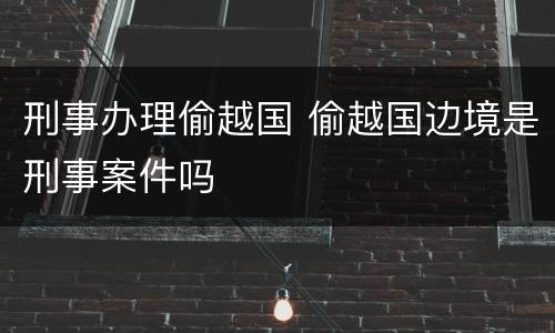 刑事办理偷越国 偷越国边境是刑事案件吗