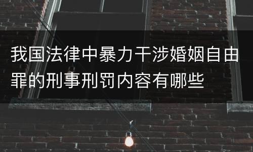我国法律中暴力干涉婚姻自由罪的刑事刑罚内容有哪些