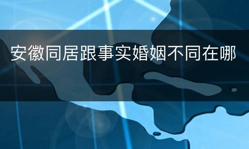 安徽同居跟事实婚姻不同在哪