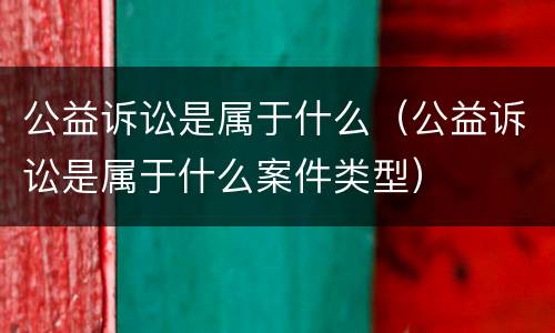 公益诉讼是属于什么（公益诉讼是属于什么案件类型）