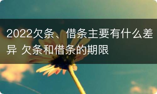 2022欠条、借条主要有什么差异 欠条和借条的期限
