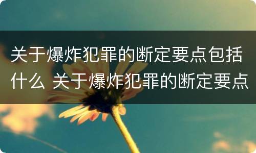 关于爆炸犯罪的断定要点包括什么 关于爆炸犯罪的断定要点包括什么