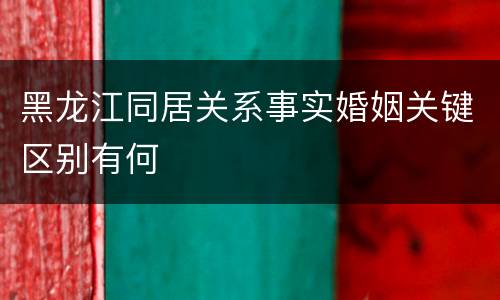 黑龙江同居关系事实婚姻关键区别有何