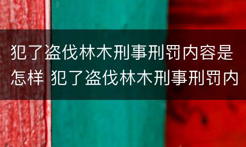 犯了盗伐林木刑事刑罚内容是怎样 犯了盗伐林木刑事刑罚内容是怎样判定的
