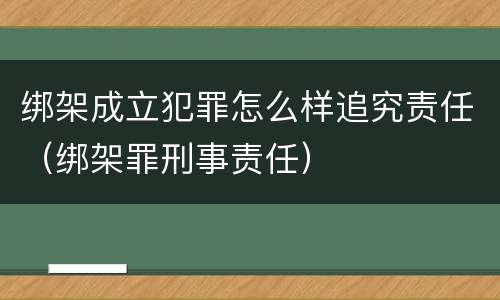 绑架成立犯罪怎么样追究责任（绑架罪刑事责任）