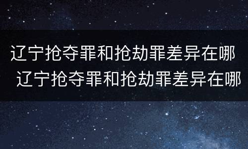 辽宁抢夺罪和抢劫罪差异在哪 辽宁抢夺罪和抢劫罪差异在哪查询