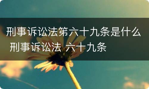 刑事诉讼法笫六十九条是什么 刑事诉讼法 六十九条