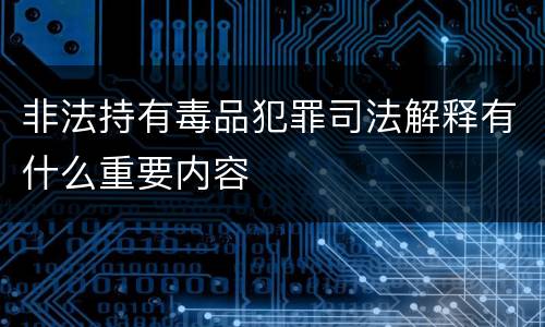 非法持有毒品犯罪司法解释有什么重要内容