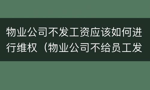 物业公司不发工资应该如何进行维权（物业公司不给员工发工资怎么办）