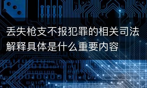 丢失枪支不报犯罪的相关司法解释具体是什么重要内容