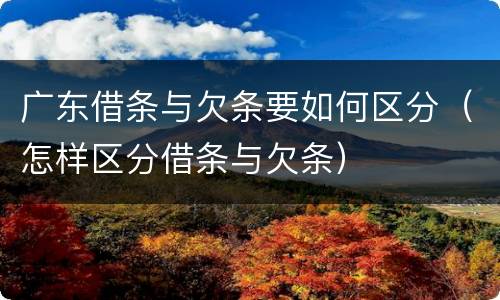 广东借条与欠条要如何区分（怎样区分借条与欠条）