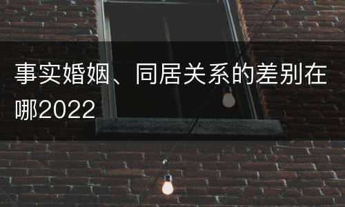 事实婚姻、同居关系的差别在哪2022