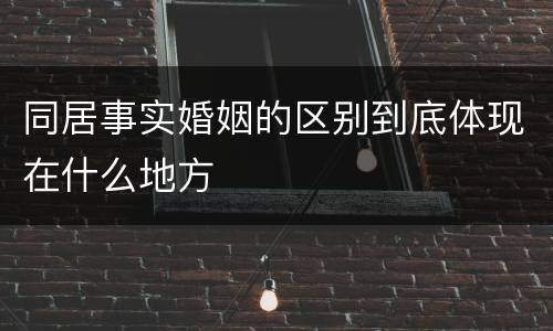 同居事实婚姻的区别到底体现在什么地方