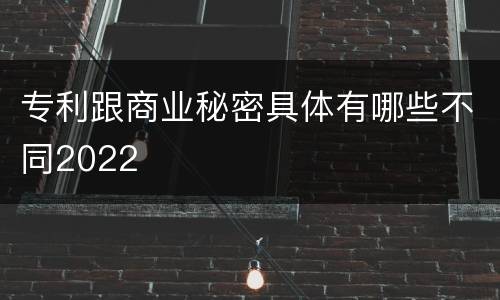 专利跟商业秘密具体有哪些不同2022
