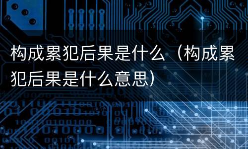构成累犯后果是什么（构成累犯后果是什么意思）