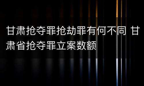 甘肃抢夺罪抢劫罪有何不同 甘肃省抢夺罪立案数额