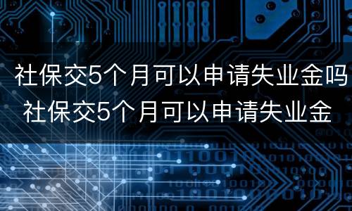 社保交5个月可以申请失业金吗 社保交5个月可以申请失业金吗
