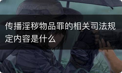 传播淫秽物品罪的相关司法规定内容是什么
