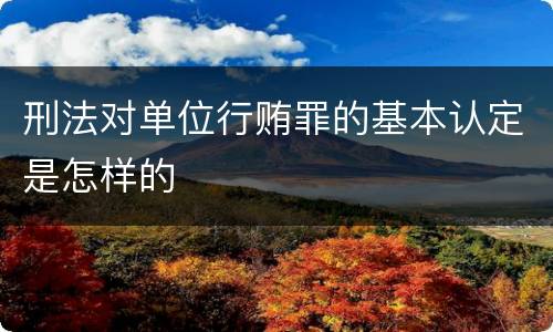 刑法对单位行贿罪的基本认定是怎样的