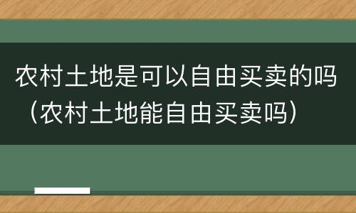 农村土地是可以自由买卖的吗（农村土地能自由买卖吗）