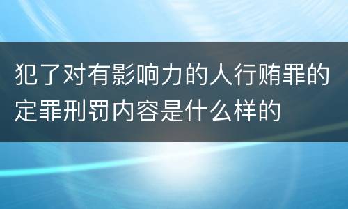 犯了对有影响力的人行贿罪的定罪刑罚内容是什么样的