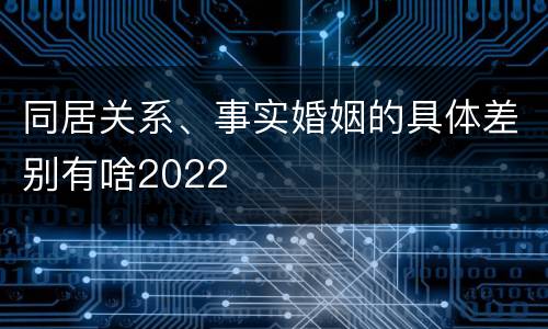 同居关系、事实婚姻的具体差别有啥2022