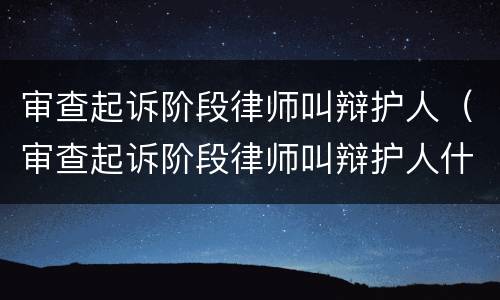 审查起诉阶段律师叫辩护人（审查起诉阶段律师叫辩护人什么意思）