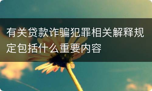 有关贷款诈骗犯罪相关解释规定包括什么重要内容