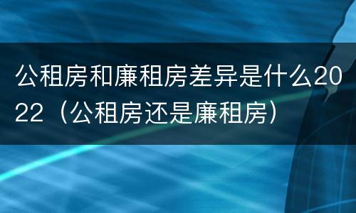 公租房和廉租房差异是什么2022（公租房还是廉租房）