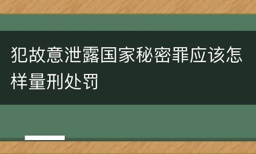 犯故意泄露国家秘密罪应该怎样量刑处罚