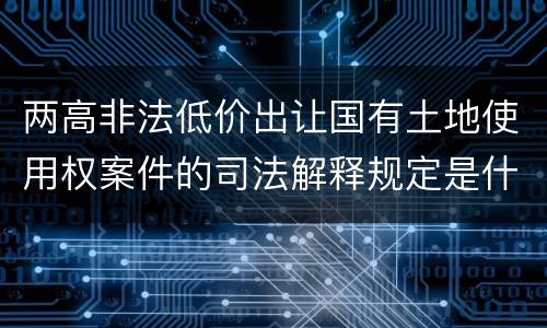 两高非法低价出让国有土地使用权案件的司法解释规定是什么