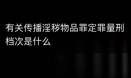 有关传播淫秽物品罪定罪量刑档次是什么