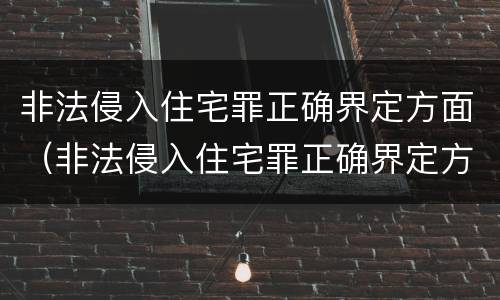非法侵入住宅罪正确界定方面（非法侵入住宅罪正确界定方面的问题）