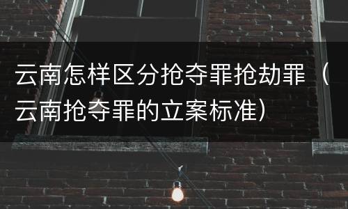 云南怎样区分抢夺罪抢劫罪（云南抢夺罪的立案标准）