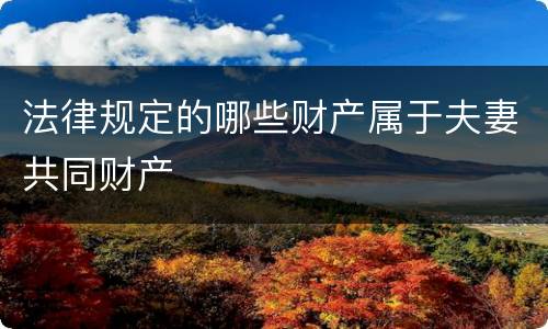 法律规定的哪些财产属于夫妻共同财产