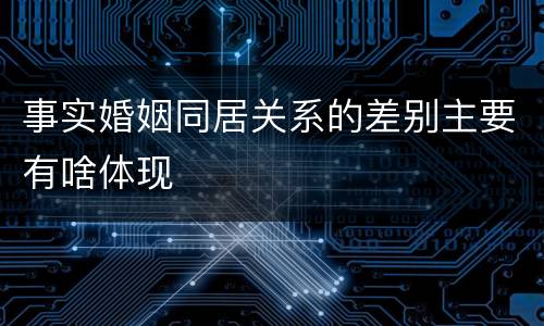 事实婚姻同居关系的差别主要有啥体现