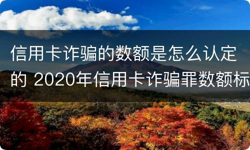 信用卡诈骗的数额是怎么认定的 2020年信用卡诈骗罪数额标准