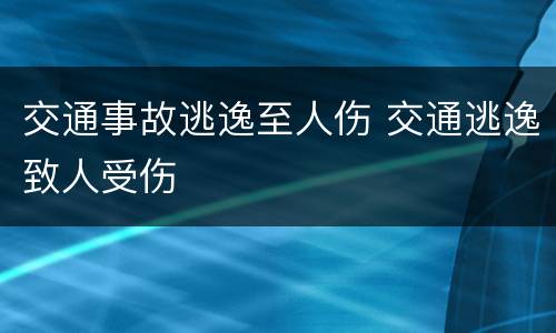 交通事故逃逸至人伤 交通逃逸致人受伤