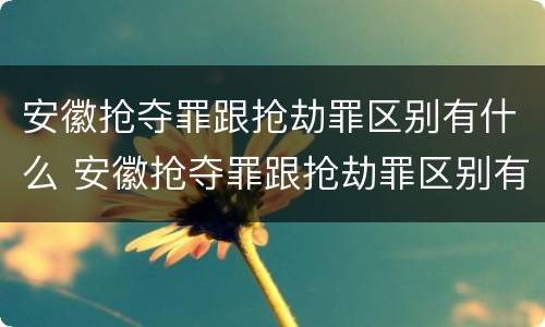 安徽抢夺罪跟抢劫罪区别有什么 安徽抢夺罪跟抢劫罪区别有什么关系