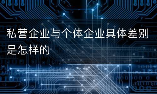 私营企业与个体企业具体差别是怎样的