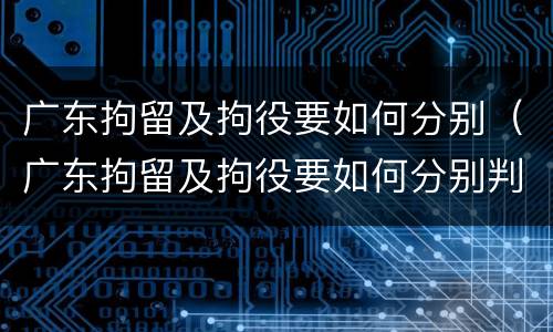 广东拘留及拘役要如何分别（广东拘留及拘役要如何分别判刑）