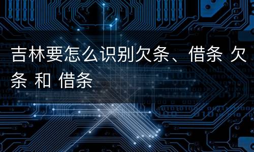 吉林要怎么识别欠条、借条 欠条 和 借条