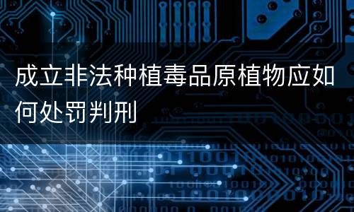 成立非法种植毒品原植物应如何处罚判刑
