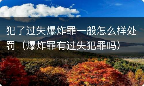 犯了过失爆炸罪一般怎么样处罚（爆炸罪有过失犯罪吗）