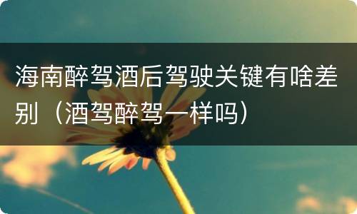 海南醉驾酒后驾驶关键有啥差别（酒驾醉驾一样吗）