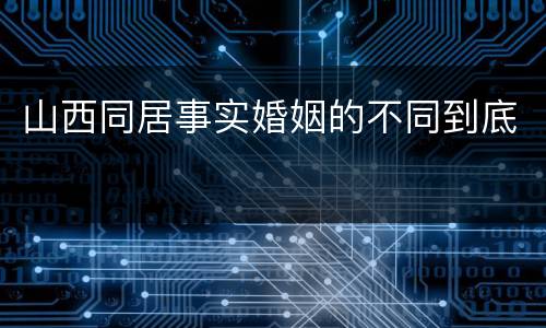 山西同居事实婚姻的不同到底
