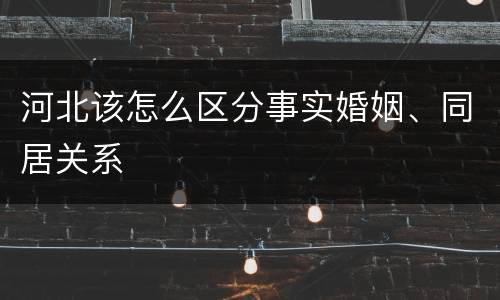 河北该怎么区分事实婚姻、同居关系