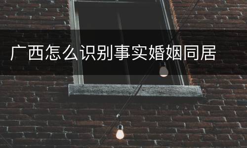 广西怎么识别事实婚姻同居